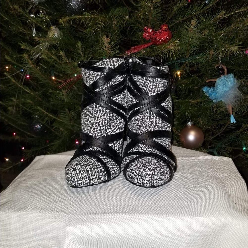 Black and white booties